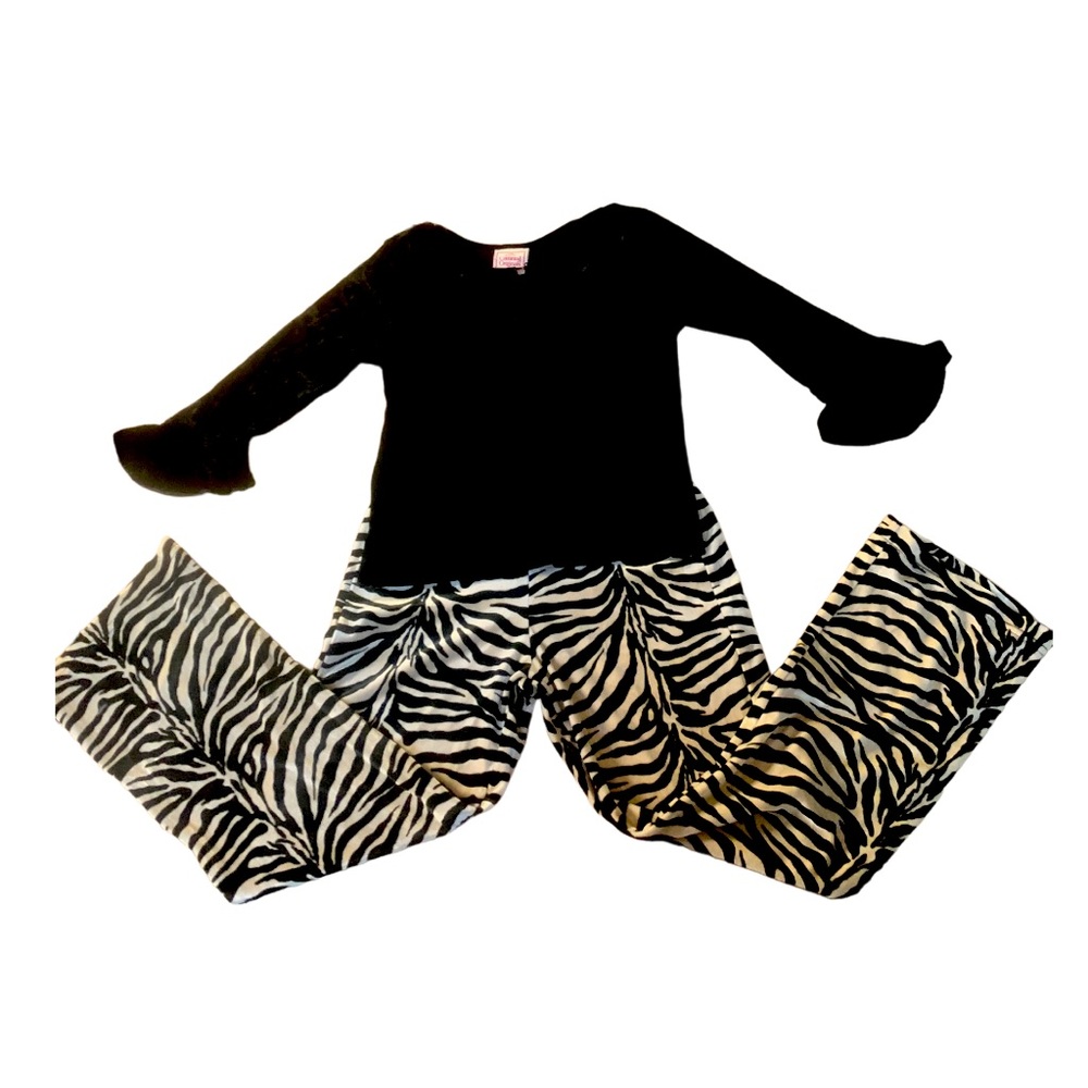 COTTONTAIL ORIGINALS Vintage Boutique Velour Zebra Pant & Top Set - Size 8